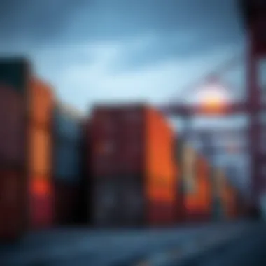 Trade dynamics represented through shipping containers at a Brazilian port