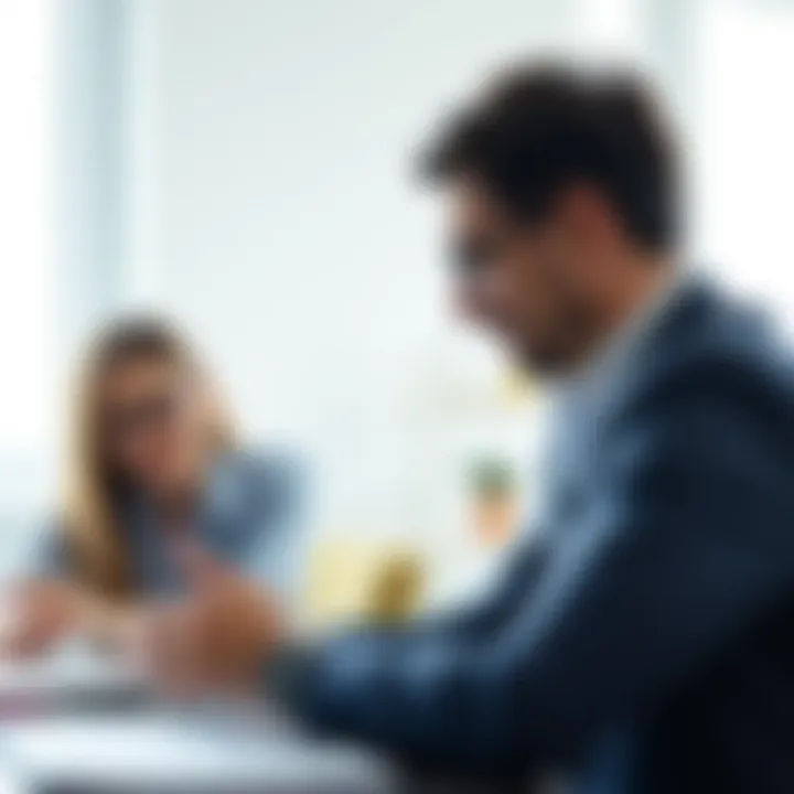 Consultant and Client Engagement A professional consultant engaging with a client