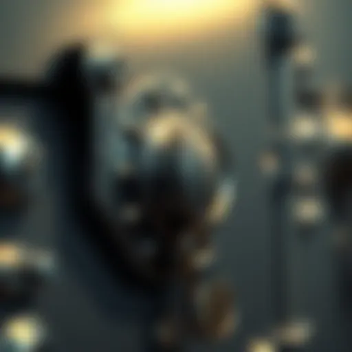 Secure Locking Mechanism of Private Safe Deposit Boxes A close-up view of a private safe deposit box showcasing its secure locking mechanism.