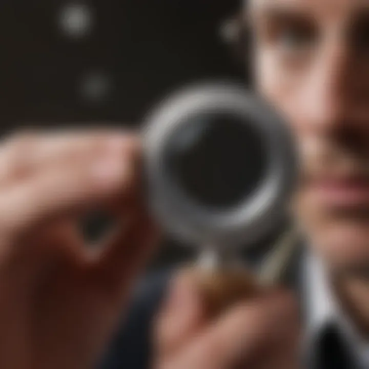 A jeweler examining the quality of a silver item with a loupe.