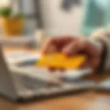 Illustration of a credit card being used for online banking