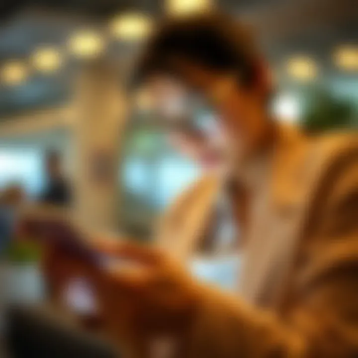 Engaging with Mobile Technology User engaging with a mobile app interface