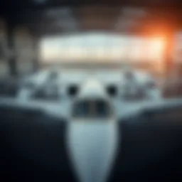 Aerial view of various Very Light Jets in a hangar