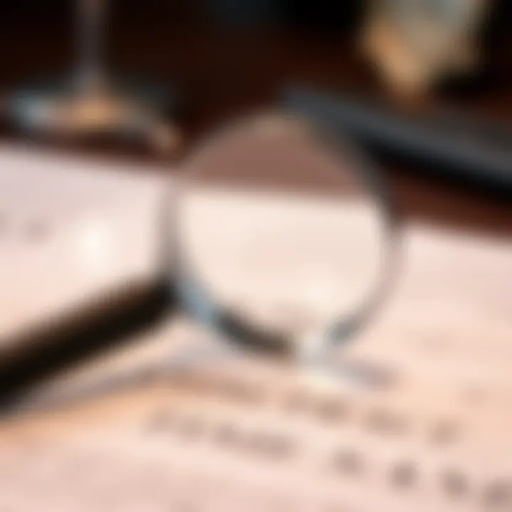 A magnifying glass over a contract representing careful evaluation of services