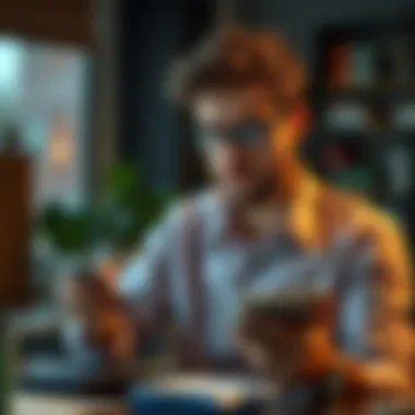 Evaluating Insurance Choices Individual evaluating insurance options with a calculator