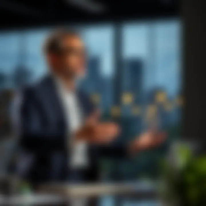 A real estate agent discussing property value trends