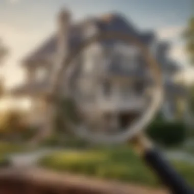 Searching for Liens on Properties with Precision A magnifying glass over a house icon symbolizing the search for liens