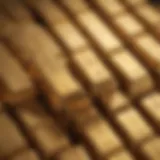 A close-up view of gold bullion bars stacked elegantly