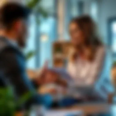 Consultation on Financing A couple discussing financing options with a mortgage advisor