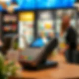 A modern credit card machine in a retail setting