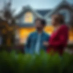 A young couple looking at a house