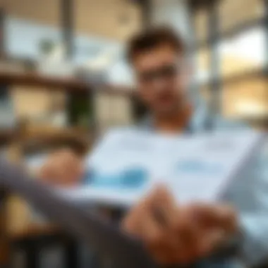 A person examining a market report on real estate