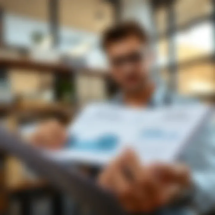 A person examining a market report on real estate