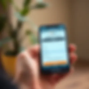 Applying for a Loan Online A close-up of a hand holding a smartphone with a loan application open
