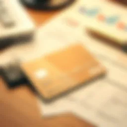 A secured credit card on a desk with business documents
