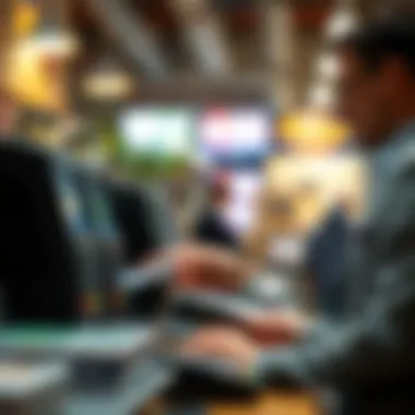 Evaluating Credit Card Machines Business owner evaluating different credit card machines