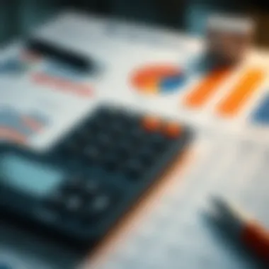 Budgeting Techniques A calculator and charts illustrating budgeting techniques