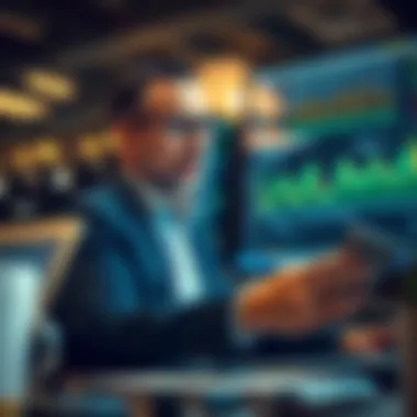 A financial advisor analyzing market trends and data