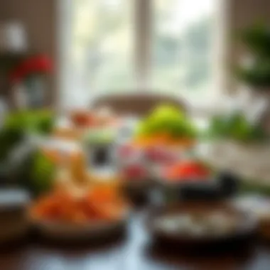 Healthy meal options laid out on a table