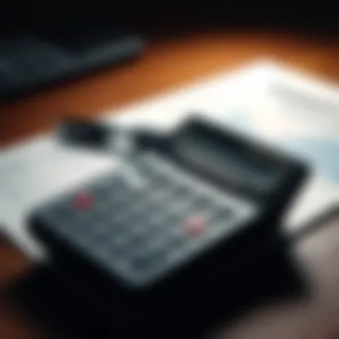 Calculator with financial papers