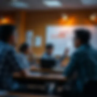 Students engaging in a dynamic classroom discussion led by an experienced professor