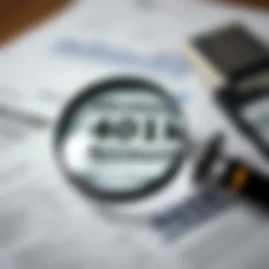 A magnifying glass focusing on financial documents