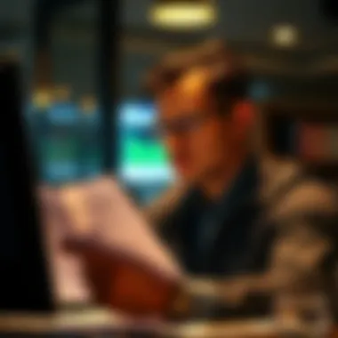 A person looking thoughtfully at financial reports