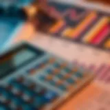 Illustration of a financial calculator with graphs and charts