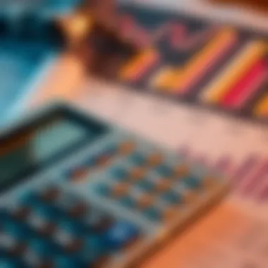 Illustration of a financial calculator with graphs and charts