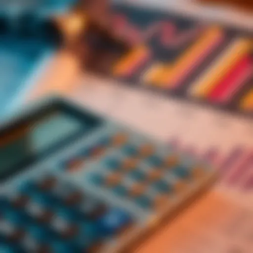 Illustration of a financial calculator with graphs and charts