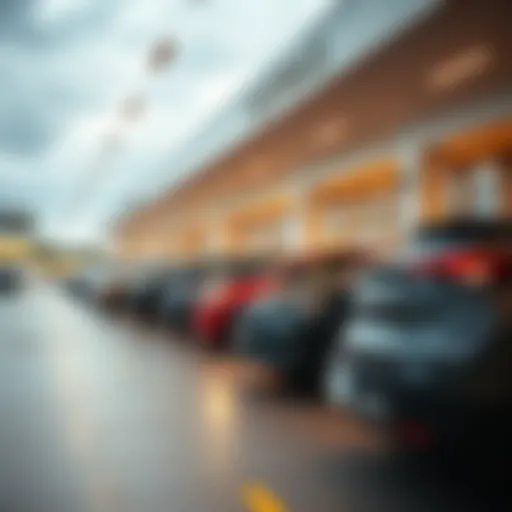 A modern car dealership showcasing various vehicle options