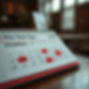 Tax deadline calendar with highlights