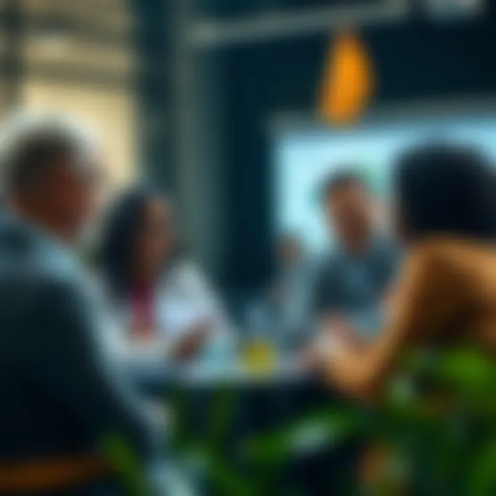 Finance Strategies Discussion A diverse group discussing finance strategies