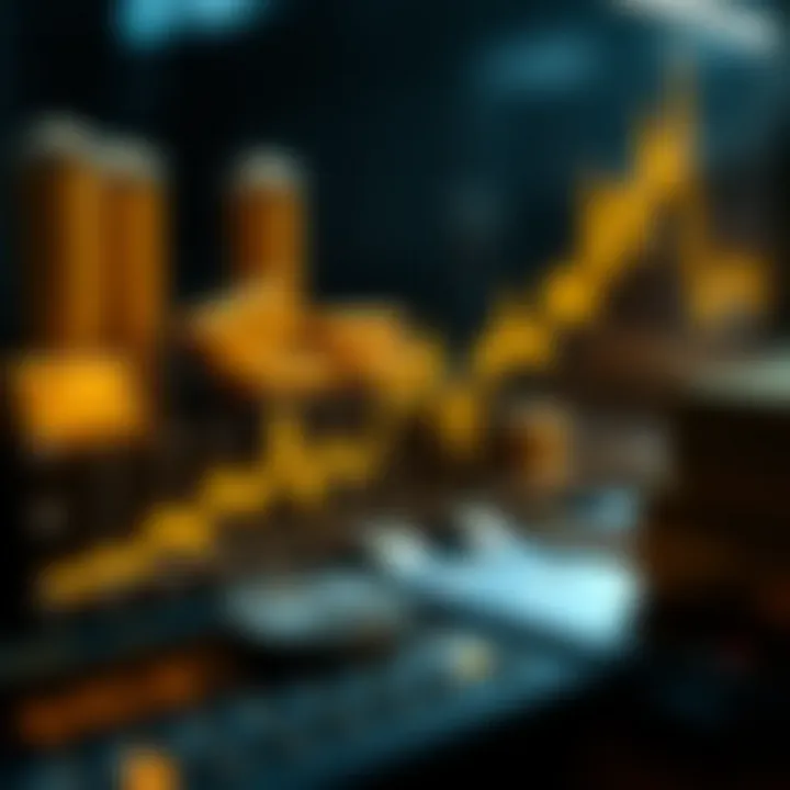 Graph illustrating fluctuating gold prices over time