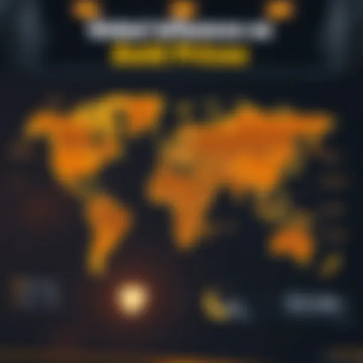 Global map showing economic factors influencing gold rates